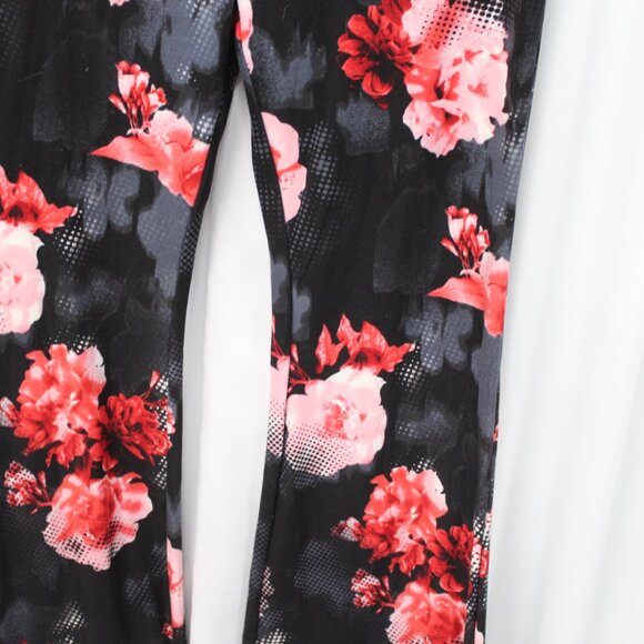 No Boundaries Black and Pink Floral Flare Pants - Picture 8 of 11